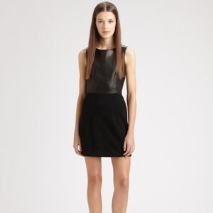 Theory Tirionne Dress w/ Leather Top
